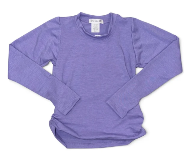 Jordi Dark Lilac Rib Rouched Side Top
