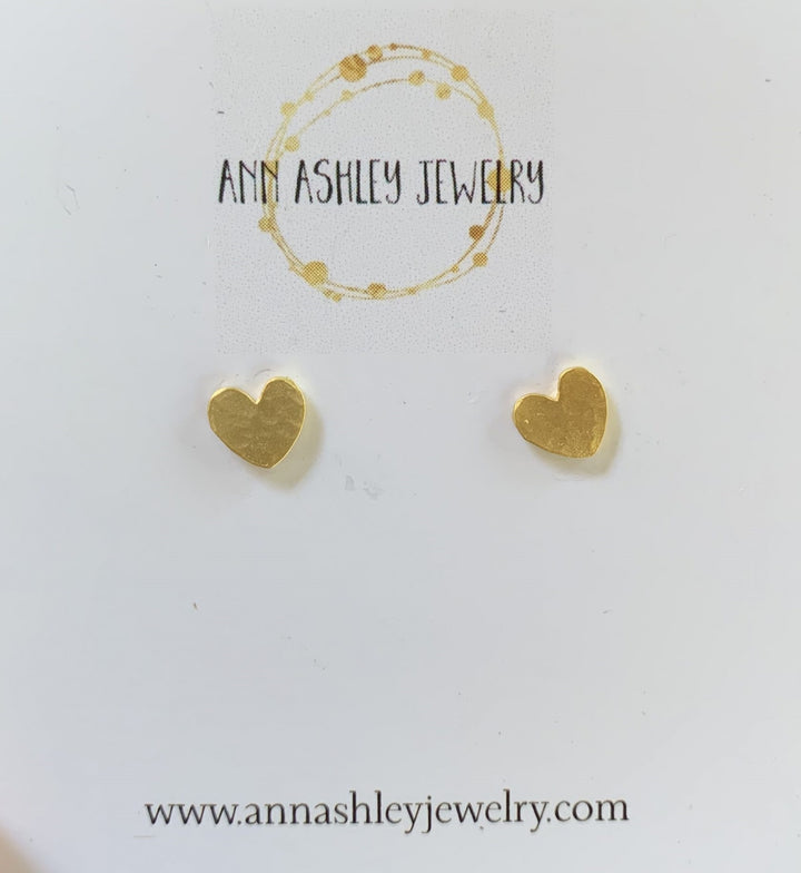 Gold Hammered Heart Earrings