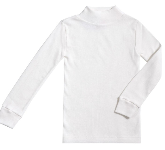 Mock Neck LS White Shirt