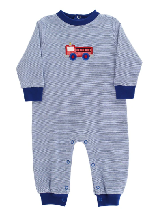 Llittle Engine Blue Knit Romper