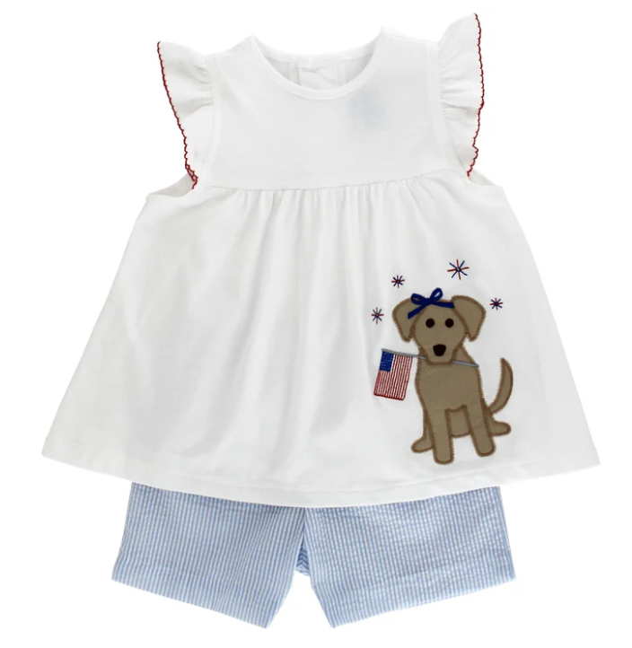 Patriotic Pup Girls Short Set