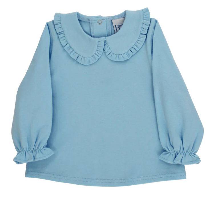 Blue Knit Girls Peter Pan Shirt