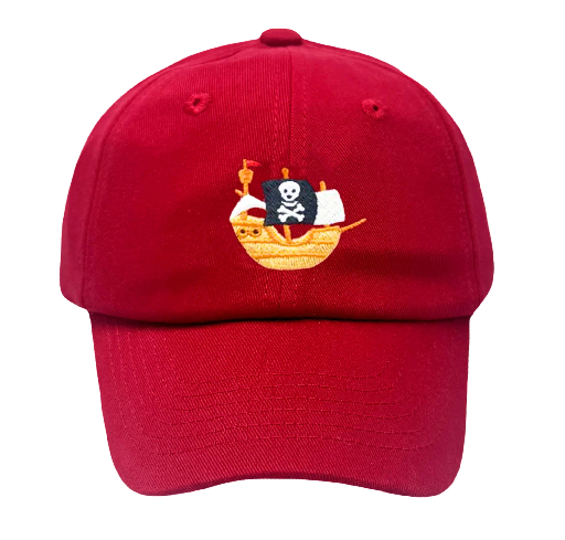 Pirate Ship Baseball Hat - Red (Youth)