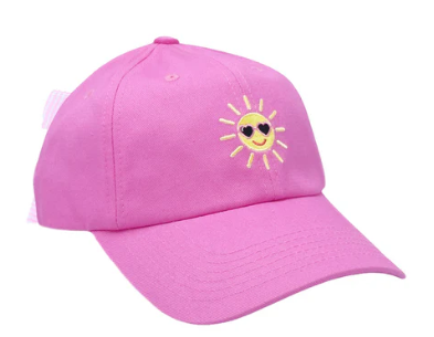 Pink w/Sun Bow Baseball Hat - Youth