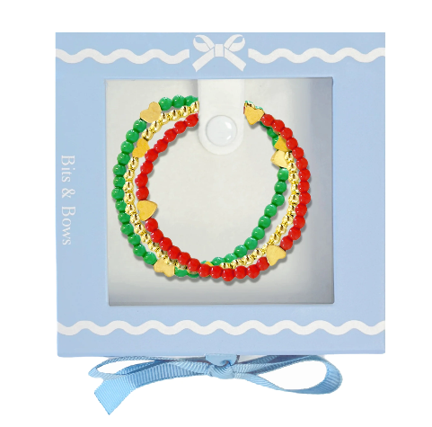 Red/Green/Gold Bracelet Set