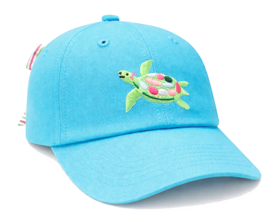 Sea Turtle BB Hat w/Bow - Aqua Youth