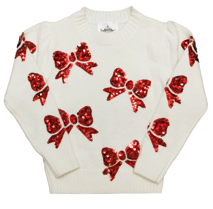Red Bows Cream Sweater