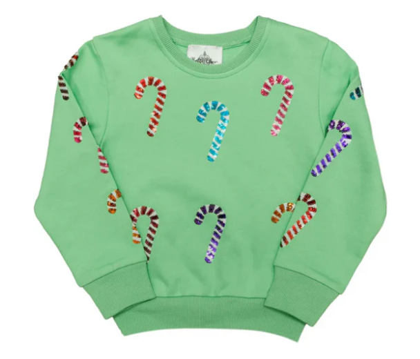 Sequin Candy Cane Sweatshirt - Green