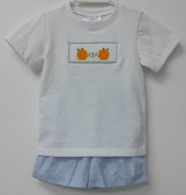 Pumpkin Vine Smocked Boy Short Set