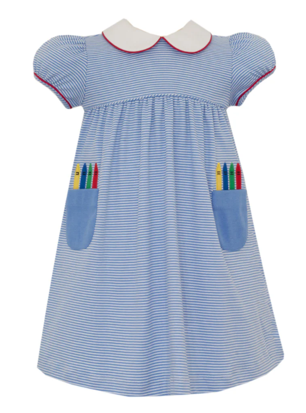 Crayon's Blue Stripe Dress w/Pockets