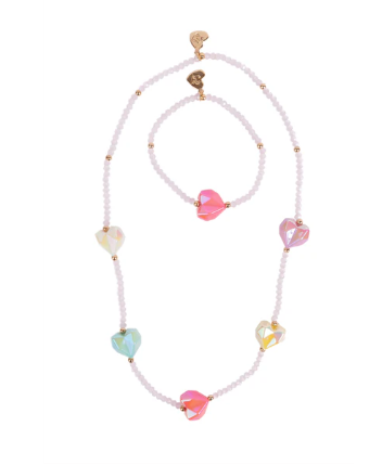 Heart Geode Necklace & Bracelet Set