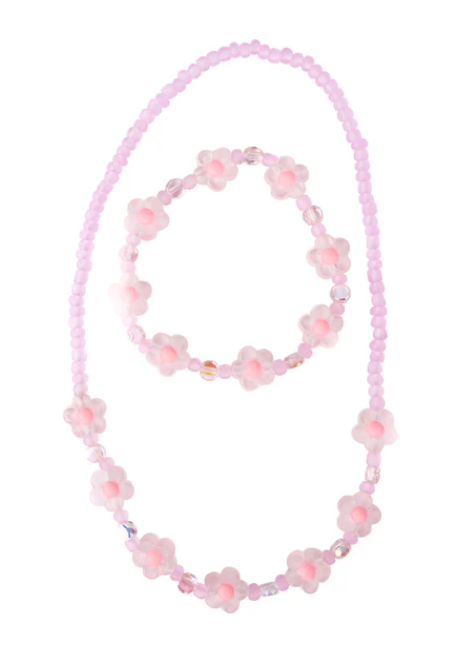 Pink Crystal Necklace & Bracelet Set