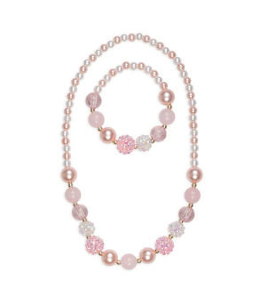 Pinky Pearl Necklace & Bracelet Set