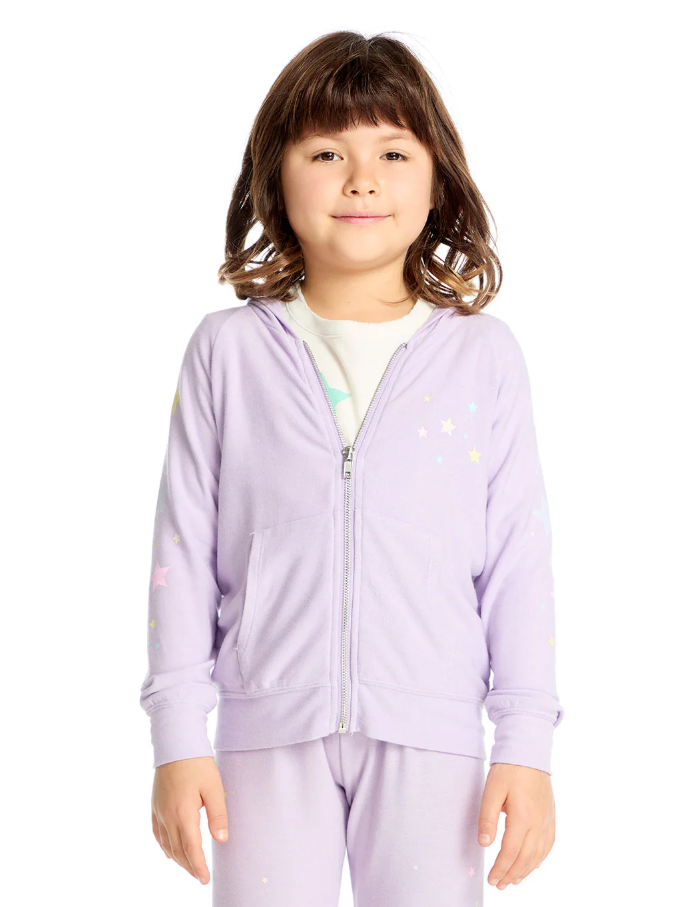 Cozy Zip Up Hoodie-Candy Stars-Tween