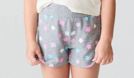Heather Grey Butterfly Flowers Shorts