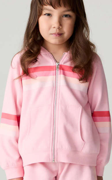 Multi Stripe Pink Zip Up