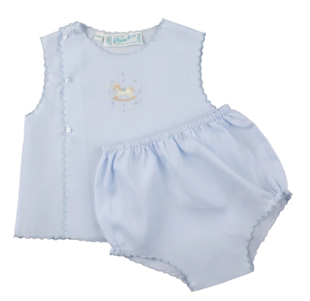 Boys Rocking Horse Diaper Set - Blue