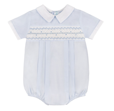 Blue/White Smocked Wave Romper