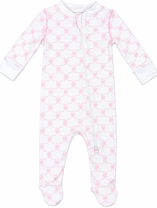 Pink Ribbons Zip Footie