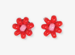 Tina Two Color Beaded Earrings-Tomato