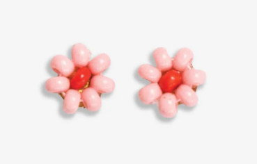 Tina Two Color Beaded Earrings Pink