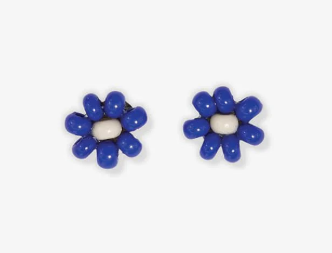 Gameday Two Color Beaded Earrings Lapis