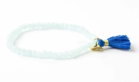 Patsy Lt Blue Crystal Bracelet w/Tassel