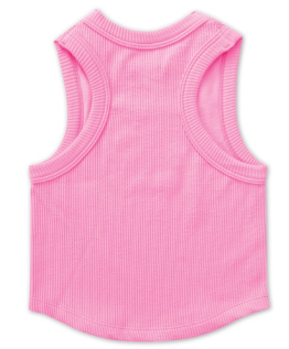 Pink Cropped Ribbed Racerback Tank Top