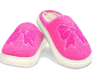 Pink Cozy Bow Slippers