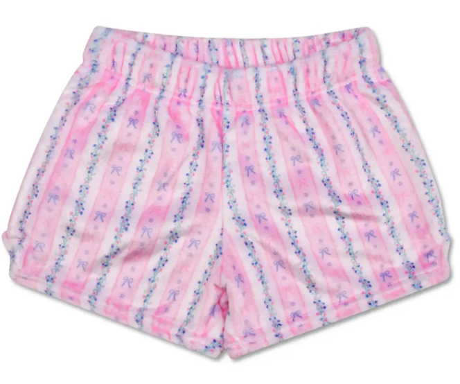 Floral Stripes Plush Shorts