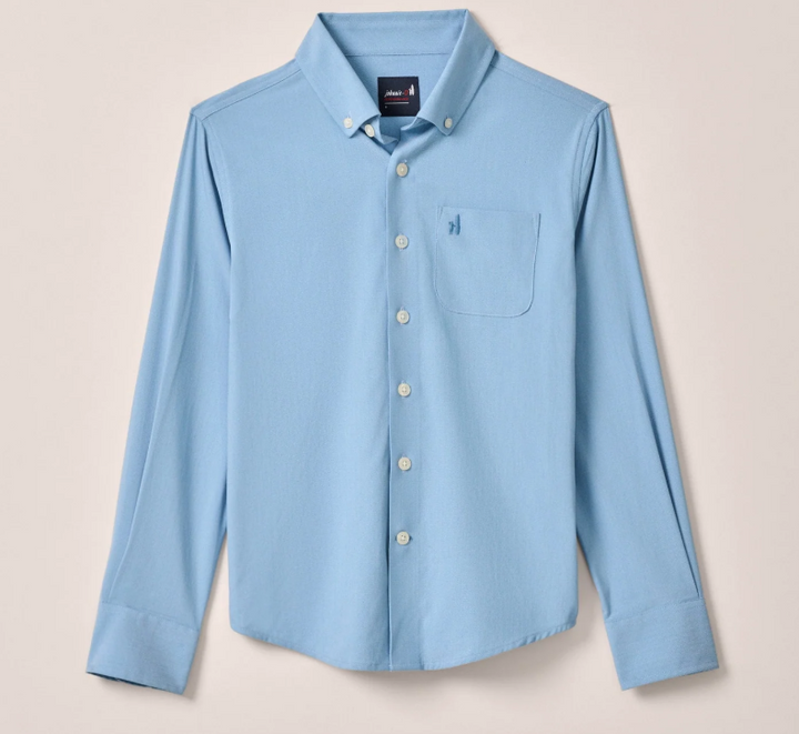 Travis Perf Button Down Shirt-Lagua Blue