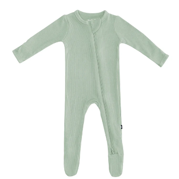 Ribbed Zip Footie - Thyme
