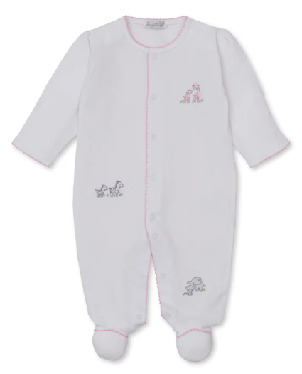 Safari Party White/Pink Emb Footie