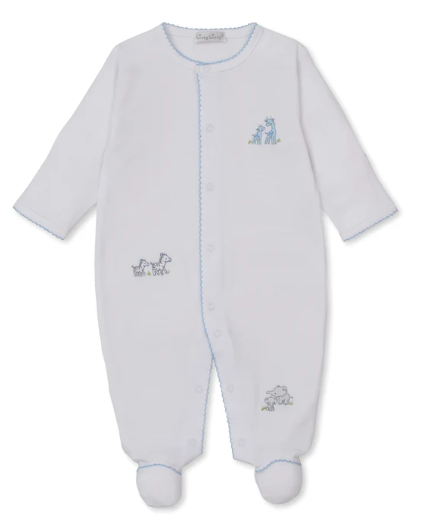 Safari Party White/Blue Emb Footie