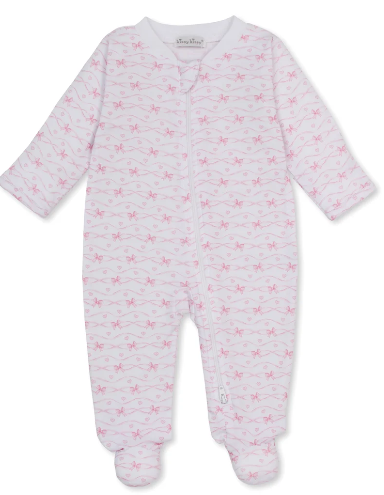 Pink Bow Zip Footie