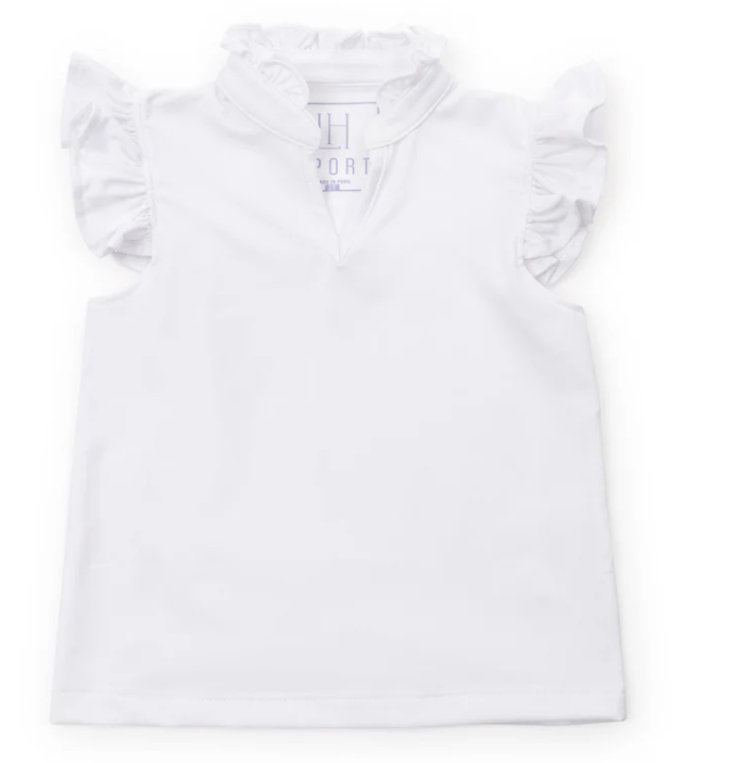 Ellie Wht Ruffle Perf Shirt - Girls