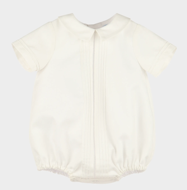 Pintucks Boy Bubble - Ivory