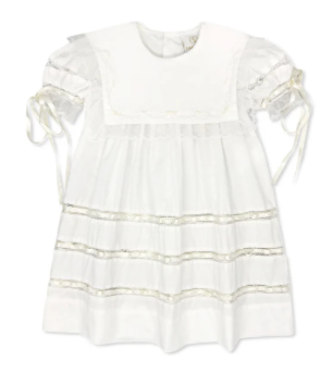 Elle White Dress w/Ercu Emb - Toddler
