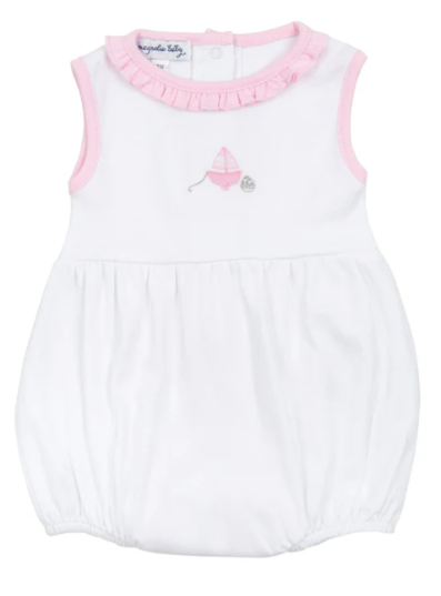 Sailboat Embroidered Bubble - Pink