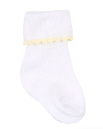 Baby Joy Yellow Crochet Trim Socks