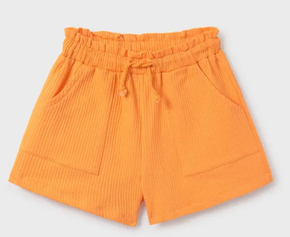 Orange Textured Shorts