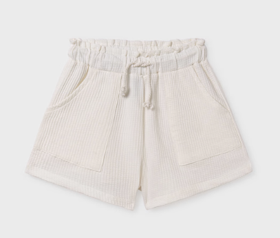 White Textured Shorts