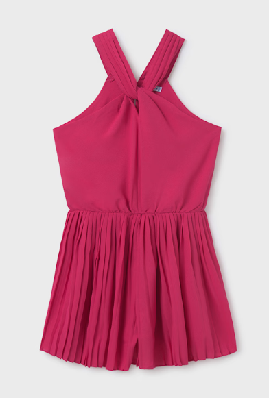 Hot Pink Pleated Cross Romper