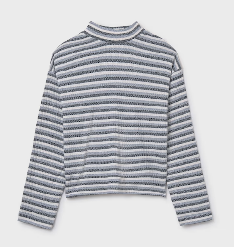 Navy Striped Mockneck Sweater