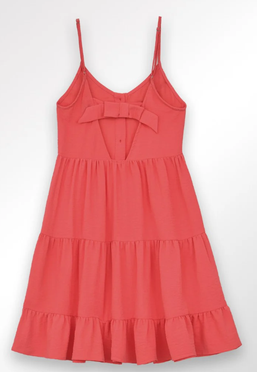 Coral Dress With Ruffles
