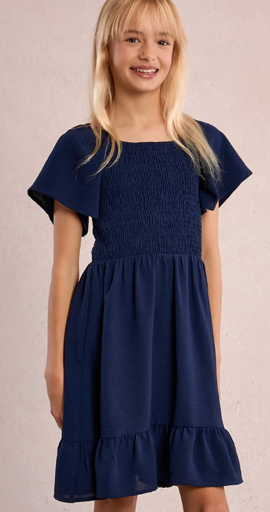 Smocked Navy Dress