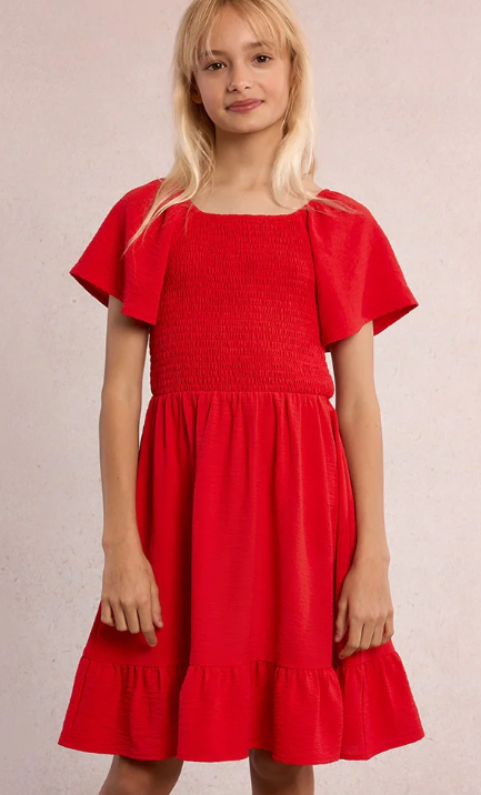 Smocked Red Dress