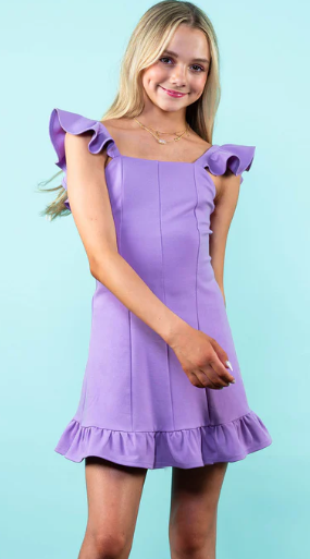 Julia Button Front Ruffle Lav Dress