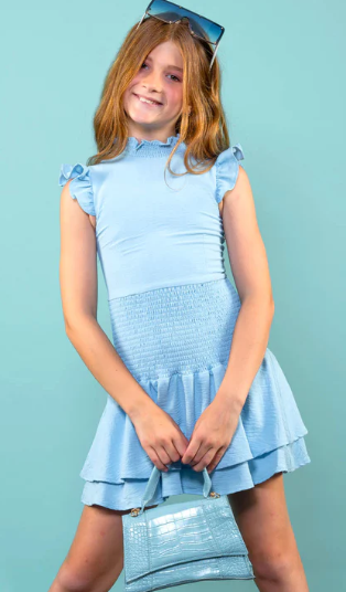 Selena High Neck Smocked Ruffle LB Dress