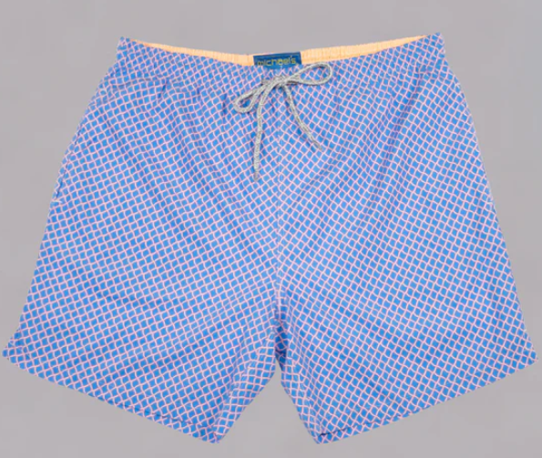 Nautical Mesh Turq/Coral Swim Trunk